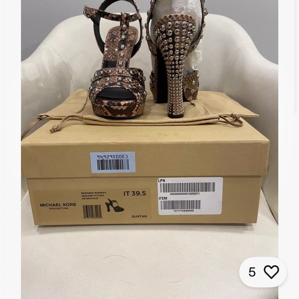 Michael Kors Collection Womens Rosanna Studded Python Sandals Size 39.5